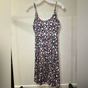 Amazon Black Floral Maxi Dress with Pink and White Details